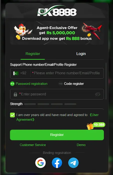 PK8888 Game Register